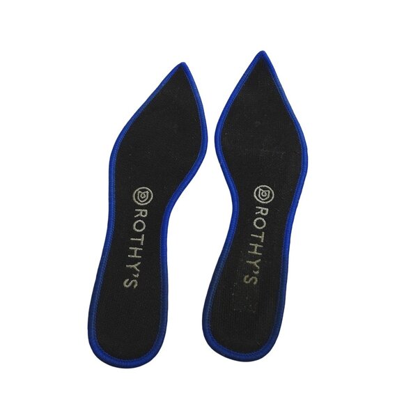 Rothys The Point Toe Knit Ballet Flats Shoes Black With Blue Trim Women Size 8 - Picture 6 of 7